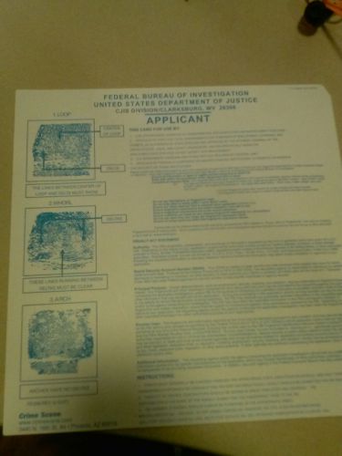 5 OFFICIAL FBI FD-258FINGERPRINT CARDS. Original Not Copies!