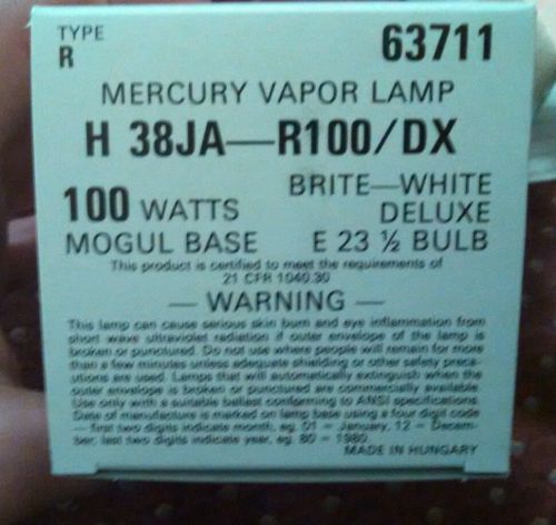 LOT OF 12 New 100W Mercury Vapor Lamp H38JA-100/DX Mogul Base White Bulb