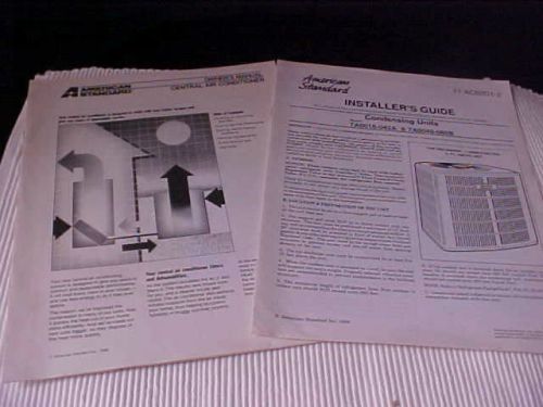 American Standard Central Air Conditioner Manual and Installers Guide Used