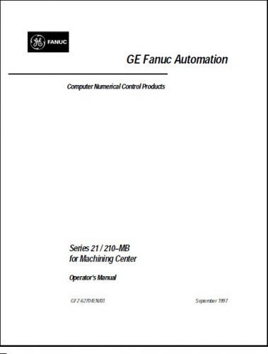 Ge fanuc series 21/210mb operators manual gfz-62704/en03 for sale