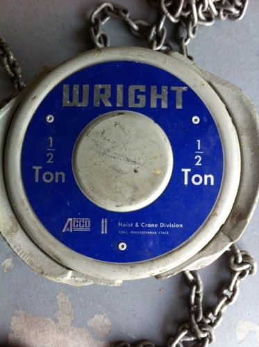 ACCO Wright 1/2 ton chain hoist   Great Condition!
