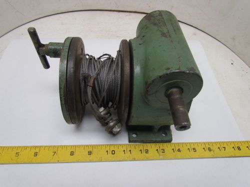 Small Worm Gear Winch 15:1 Ratio 5/8&#034; IP Shaft 5&#034; Drum w/Spring Pin Release