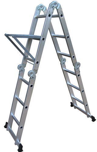 TL-12 Multi-Purpose Multiple Position 12 Step Aluminum Folding ALEKO Ladder