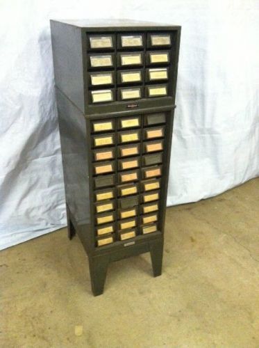 Vintage 42 Drawer Addressograph Metal File Apothecary Industrial Cabinet Dog Tag