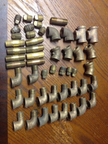 Lot of 1/4&#034; Brass Pipe Fittings Assortment of 50 Pieces