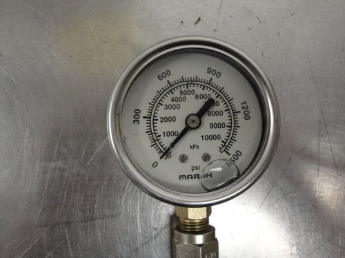 Marsh Stainless SS Liquid Filled Pressure Gauge 0-1500 PSI (Used)