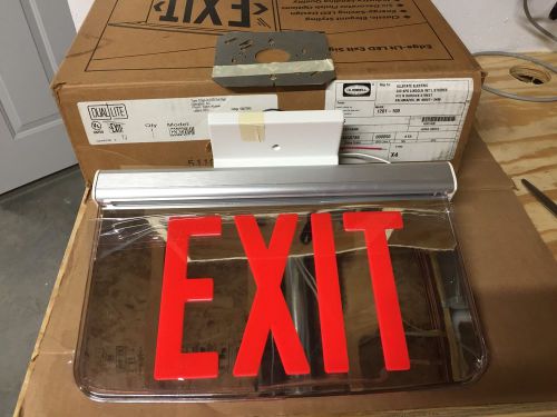 Hubbell lescsrxnam edge-lit led exit sign ac satin alumin red 120/277vac for sale