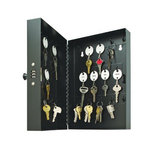 MMF INDUSTRIES 201202804 Hook-style Key Cabinet, 28-key, Steel, Black, 11 1/2&#034; X