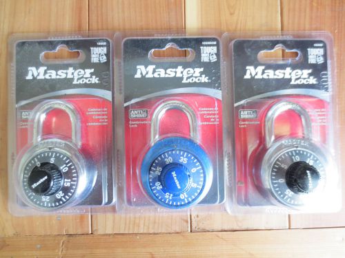 Master lock 1500d combination lock. three pack. school.church,club. one blue. for sale