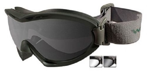 Wiley x r-8051g nerve goggles smoke grey &amp; clear lenses with foliage green frame for sale
