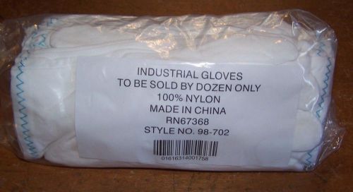 NEW PACkAGE 1 DOZEN PAIRS WHITE INDUSTRIAL 100% NYLON WORK  GLOVES / LINERS