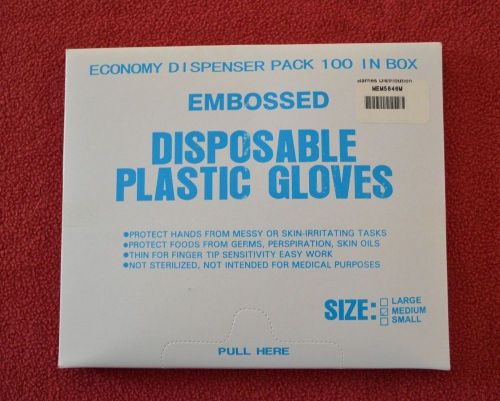 Box of 100 New Disposable Plastic Gloves Sz M (4134)