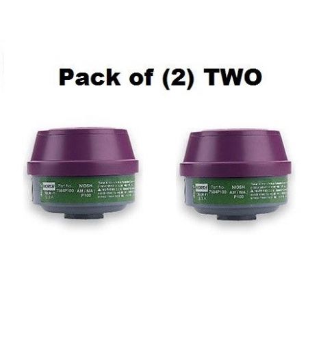 Pack of (2) TWO 7584P100 Ammonia &amp; Methylamine Cartridge w/P100 Filter-2 NEW !