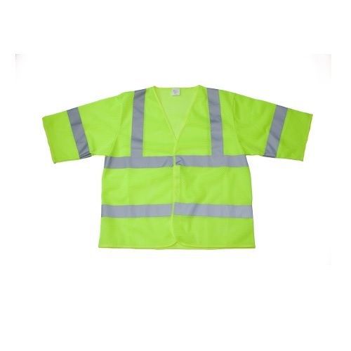 CLASS 3 YELLOW MESH SAFETY VEST REFLECTIVE TAPE SLEEVES NO POCKETS XL SV300NP-XL