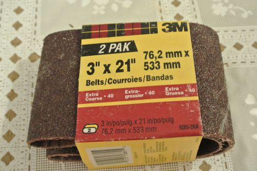 3M 2 Pack 3&#034; X 21&#034; Extra Coarse 40 Power Sanding Belts 9285NA-2