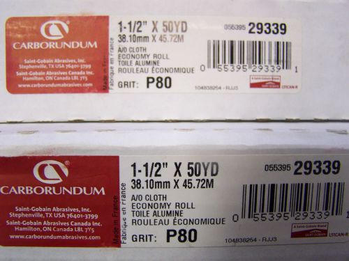 2 boxes Carborundum 1-1/2&#034; X 50 YD A/O cloth P80 grit NEW 29339