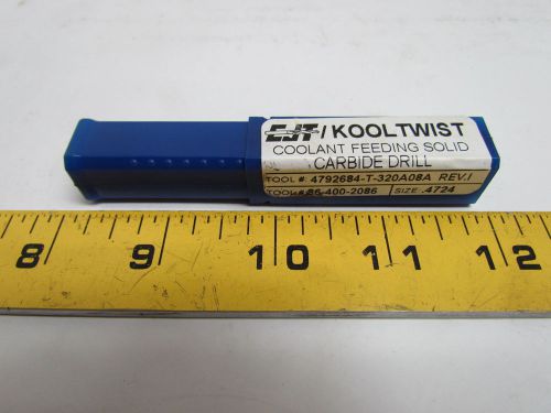 CJT Carbide Coolant Feeding Drill Bit 2 Flute 97mm OAL .352-.4724 Solid Carbide
