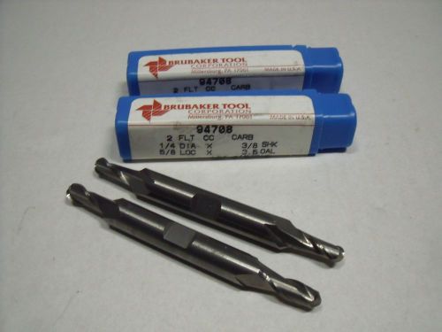 1/4&#034; brubaker carbide end mill 2 flute 3/8&#034; shank 5/8&#034; x 3-1/2” double end ball for sale