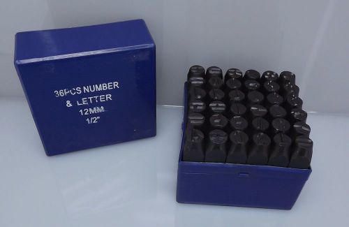 12mm number letter punch stamp set metal 36 piece plastic case new 42-52 hrc for sale