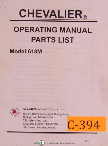 Chevalier Model 618M, Operators Instructions and Parts List Manual Year (1994)