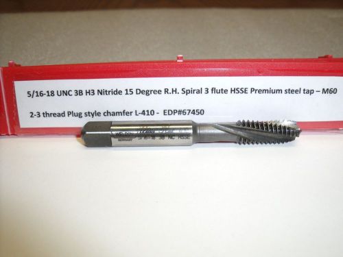 5/16-18 UNC 3B H3 Nitride 15 Degree R.H. 3 Spiral Flutes HSSE tap - M60