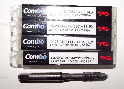 5pc 1/4-28 YG1 Combo Tap Spiral Point Taps for Multi-Purpose Coated