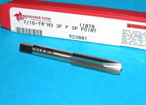 Brubaker 7/16-14 spiral point plug tap gh3 3fl hss nc (made in usa) for sale