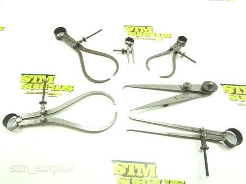 Lot of 6 patternmaker&#039;s inside &amp; outside calipers mostly starrett for sale
