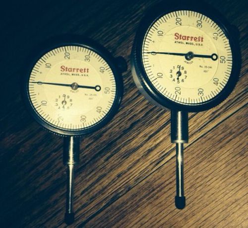 (2) ls starrett no. 25-341 dial indicators excellent condition / tested!! for sale