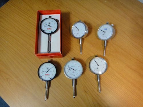 Lot of 6 - 0 to 1&#034; Dial Indicators