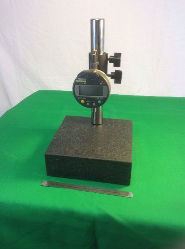 Mitutoyo 543-253b digital dial indicator + 6&#034;x6&#034; granite test stand assembly for sale
