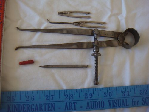 Precision Tools, 6&#034; Inside Calipers, Special Use Spanner, 3 Draftsman Bits