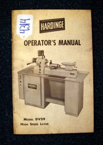Hardinge Operator&#039;s Manual for Model DV59( Inv 17941)