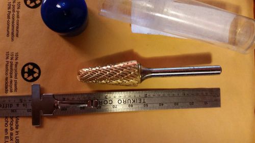 Burr Cone Shaped 1/4&#034; Shank Double Cut Tin Coated Metal Remover