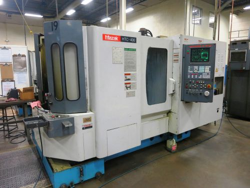 Mazak htc-400 cnc horizontal machining center w 2 16&#034; pallets now in operation for sale