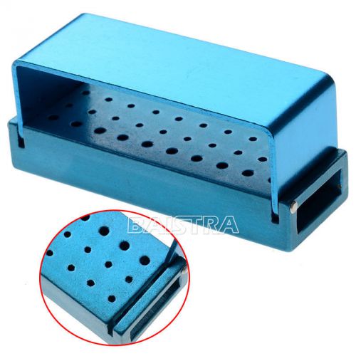 Autoclave Dental Opening 30 Hole FG RA Bur Disinfection Box 2 Uses Blue #B004