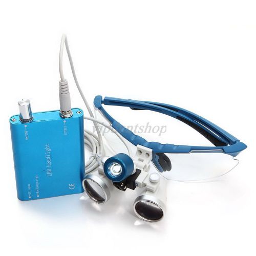 1pc 3.5x-420mm dental surgical binocular loupes led head light blue for sale