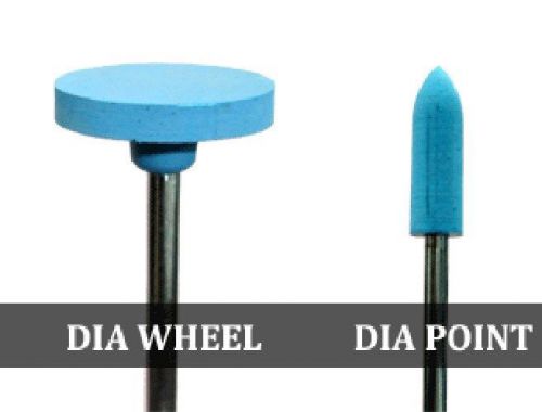 Diamond Rubber Polisher 2 Pieces Set Wheel and Point for Porcelain and Metals