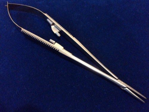 One Each TC Castroviejo Needle Holder 6.5&#034; Curved TC inserts Locking Mechanism
