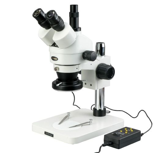 7x-90x trinocular inspection zoom stereo microscope with 144-led 4-zone light for sale