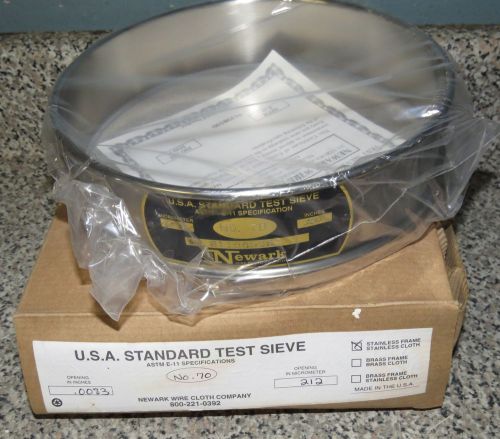 Newark usa standard test sieve #70 .0083 opening -212um micrometer-stainless-8&#034; for sale