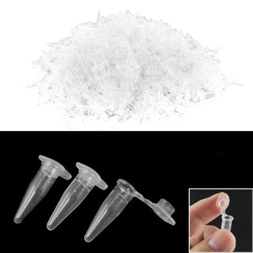 2015 1000 Pcs 0.2ml Round Bottom Centrifuge Tubes w Attached Caps Clear White