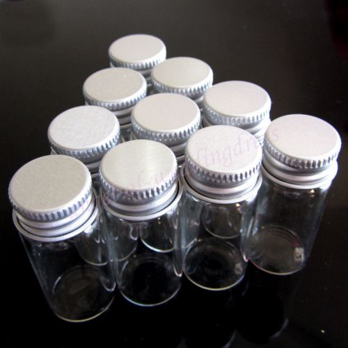New 10 Pcs 22x50mm Small Clear Message Bottles Glass Vials 10ml With Screw Caps