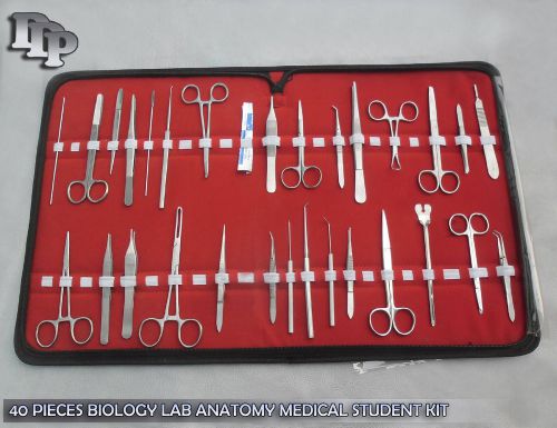 40 PCS BIOLOGY LAB ANATOMY MEDICAL STUDENT DISSECTING KIT + SCALPEL BLADES #15