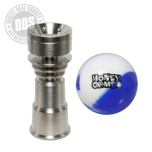 14mm 19mm 2-in-1 Female Grade 2 Titanium Nail + Free HoneyCombz Silicone Ball
