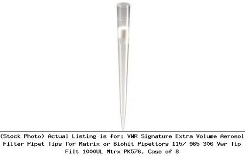 VWR Signature Extra Volume Aerosol Filter Pipet Tips for Matrix or: 1157-965-306
