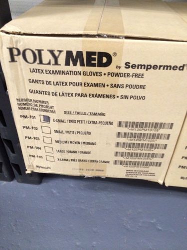 Polymed by sempermed latex powder free exam gloves xsmall 1000 count / case for sale