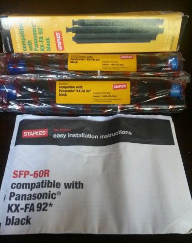 Staples Fax Ribbon Panasonic KX-FA 92 Black KX-FPG 376, 377 &amp; 381 New