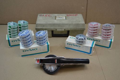 Dymo 1570 chrome label maker 3 wheels case 31 rolls of tape for sale