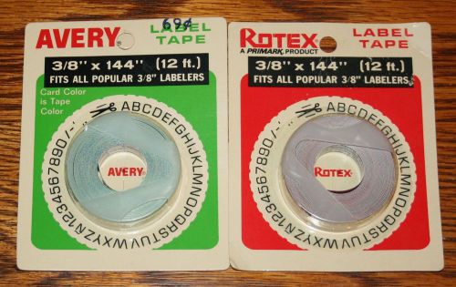 Pair of Avery Rotex Label tape - 3/8 inch rolls red and green, new and unused